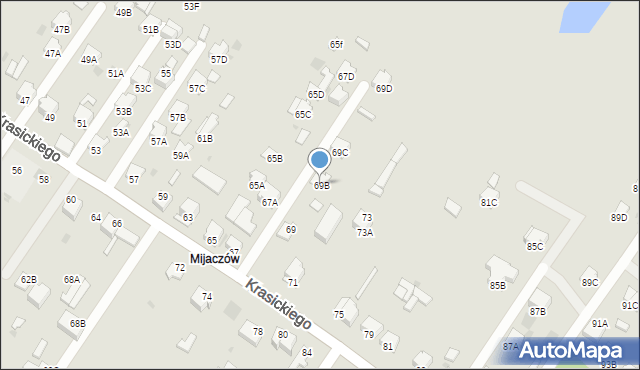 Myszków, Krasickiego, 69B, mapa Myszków