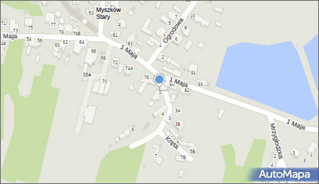 Myszków, Kręta, 2, mapa Myszków