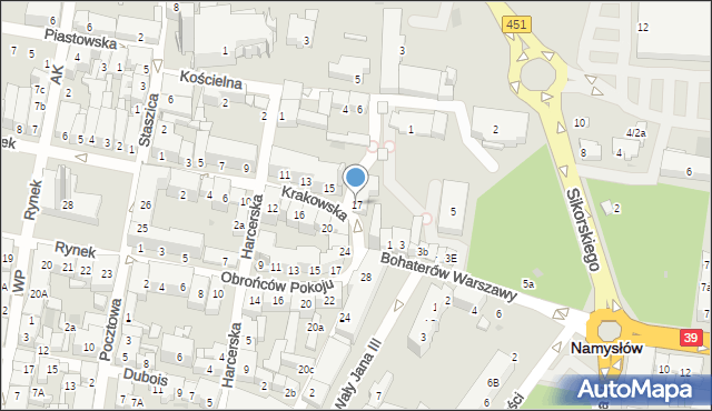 Namysłów, Krakowska, 17, mapa Namysłów