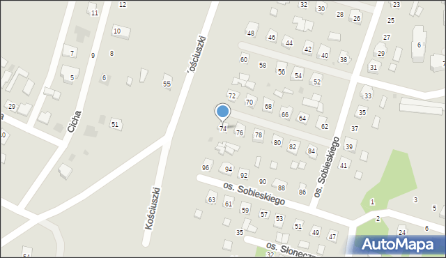 Narol, Króla Jana III Sobieskiego, 74, mapa Narol