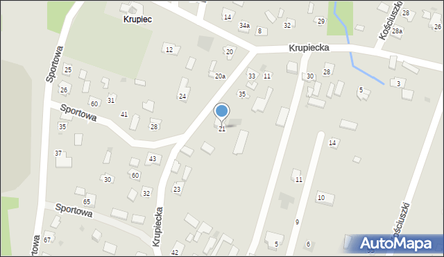 Narol, Krupiecka, 21, mapa Narol