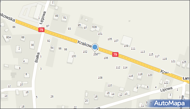 Nawojowa Góra, Krakowska, 104, mapa Nawojowa Góra