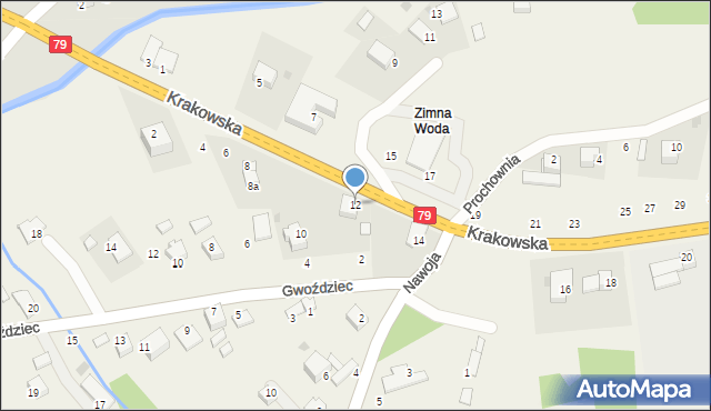 Nawojowa Góra, Krakowska, 12, mapa Nawojowa Góra