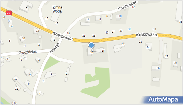 Nawojowa Góra, Krakowska, 16, mapa Nawojowa Góra