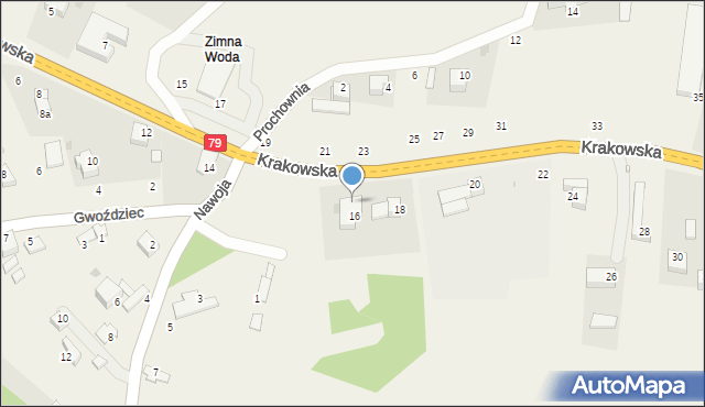 Nawojowa Góra, Krakowska, 16a, mapa Nawojowa Góra