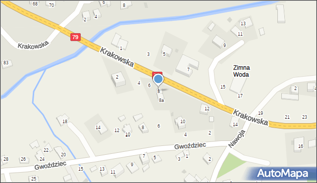 Nawojowa Góra, Krakowska, 8, mapa Nawojowa Góra