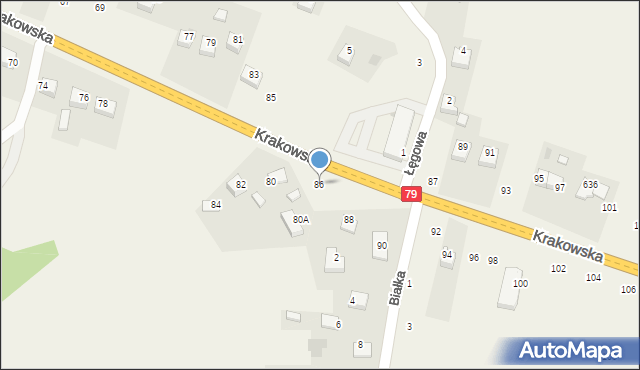 Nawojowa Góra, Krakowska, 86, mapa Nawojowa Góra