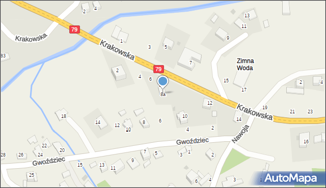 Nawojowa Góra, Krakowska, 8a, mapa Nawojowa Góra