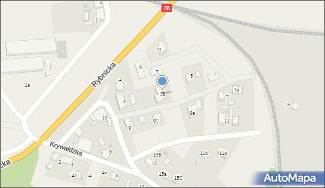 Nieborowice, Krywałdzka, 3B, mapa Nieborowice