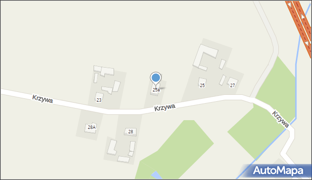 Niedrzwica Duża, Krzywa, 25a, mapa Niedrzwica Duża