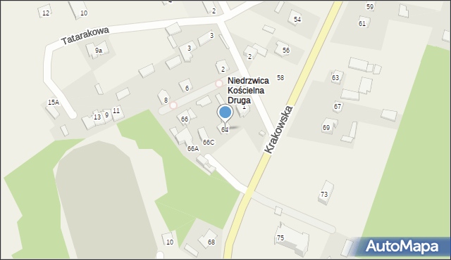 Niedrzwica Kościelna, Krakowska, 64, mapa Niedrzwica Kościelna