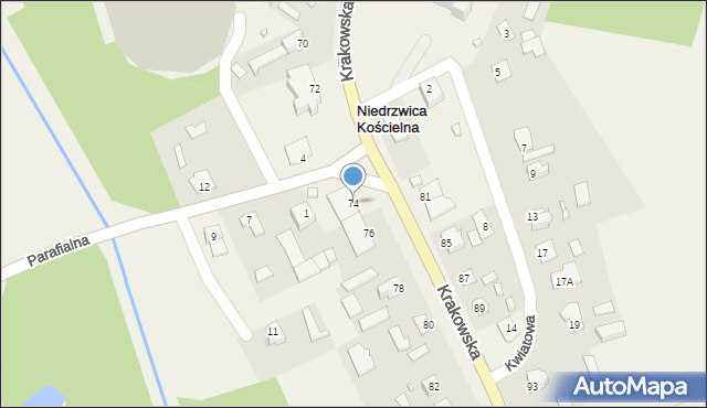 Niedrzwica Kościelna, Krakowska, 74, mapa Niedrzwica Kościelna