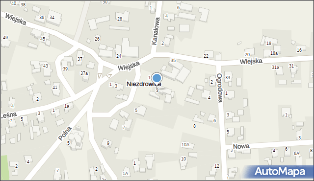 Niezdrowice, Krótka, 3, mapa Niezdrowice