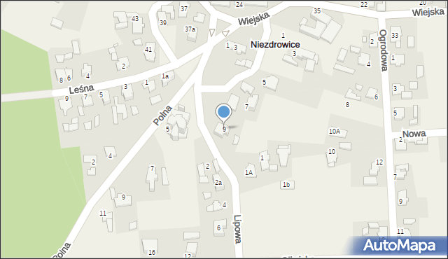 Niezdrowice, Krótka, 9, mapa Niezdrowice