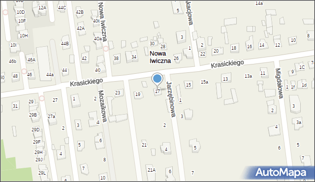 Nowa Iwiczna, Krasickiego Ignacego, bp., 17, mapa Nowa Iwiczna