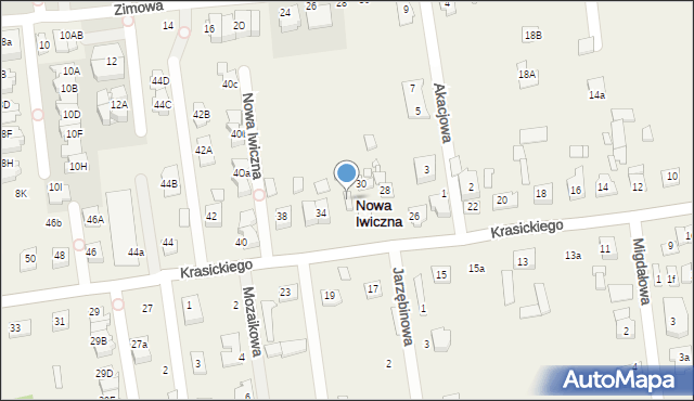 Nowa Iwiczna, Krasickiego Ignacego, bp., 32, mapa Nowa Iwiczna