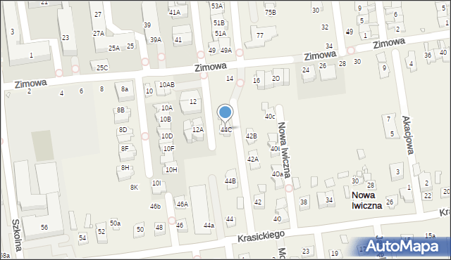 Nowa Iwiczna, Krasickiego Ignacego, bp., 44C, mapa Nowa Iwiczna