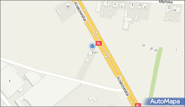 Nowa Wieś, Krakowska, 1, mapa Nowa Wieś