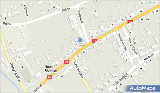 Nowe Brzesko, Krakowska, 20, mapa Nowe Brzesko