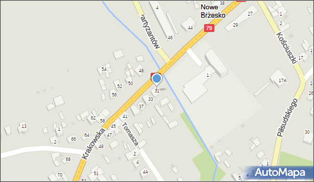 Nowe Brzesko, Krakowska, 31, mapa Nowe Brzesko