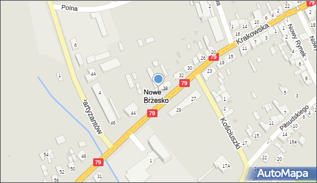 Nowe Brzesko, Krakowska, 40, mapa Nowe Brzesko