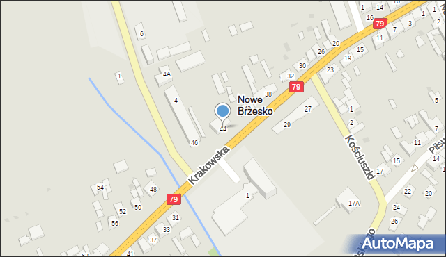 Nowe Brzesko, Krakowska, 44, mapa Nowe Brzesko