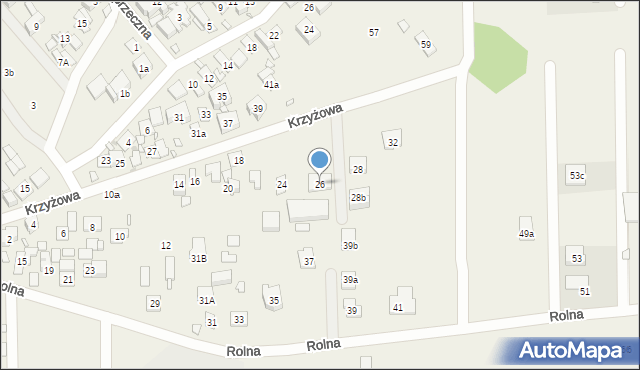 Nowe Lipiny, Krzyżowa, 26, mapa Nowe Lipiny