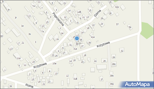 Nowe Lipiny, Krzyżowa, 33, mapa Nowe Lipiny