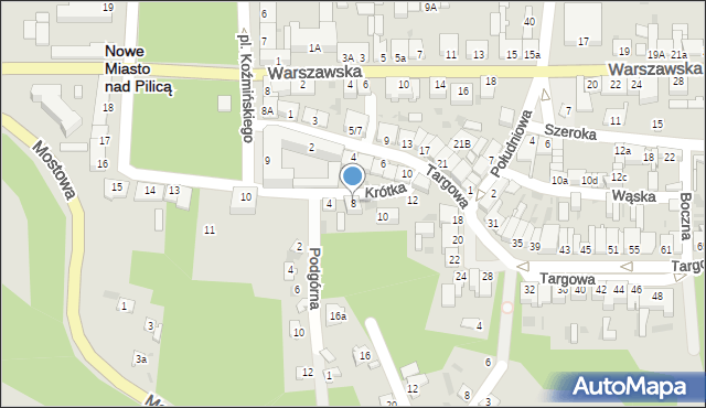 Nowe Miasto nad Pilicą, Krótka, 8, mapa Nowe Miasto nad Pilicą