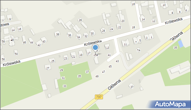 Nowiny, Królewska, 15a, mapa Nowiny