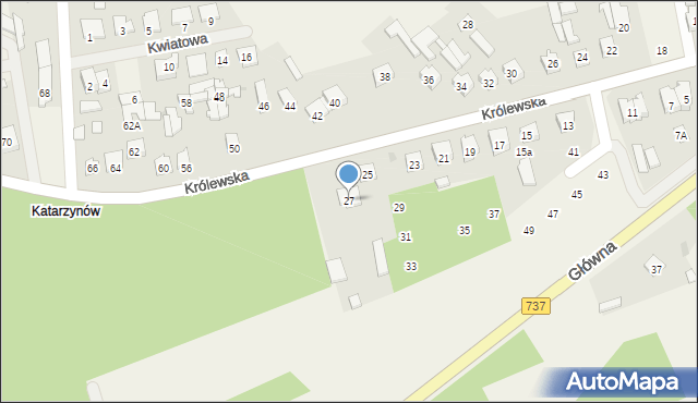 Nowiny, Królewska, 27, mapa Nowiny