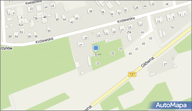 Nowiny, Królewska, 31, mapa Nowiny