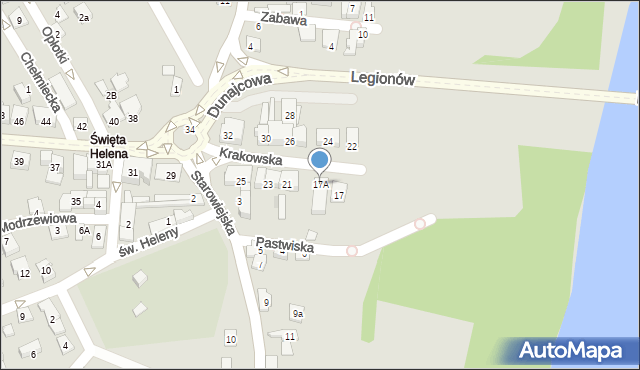 Nowy Sącz, Krakowska, 17A, mapa Nowego Sącza