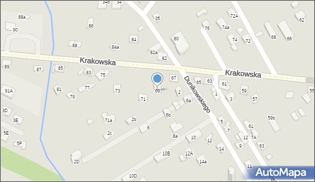 Nowy Sącz, Krakowska, 69, mapa Nowego Sącza