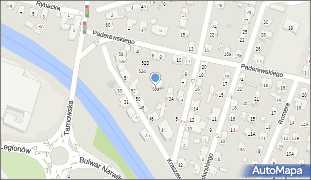 Nowy Sącz, Kraszewskiego Józefa Ignacego, 50a, mapa Nowego Sącza