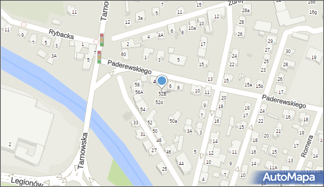Nowy Sącz, Kraszewskiego Józefa Ignacego, 52B, mapa Nowego Sącza