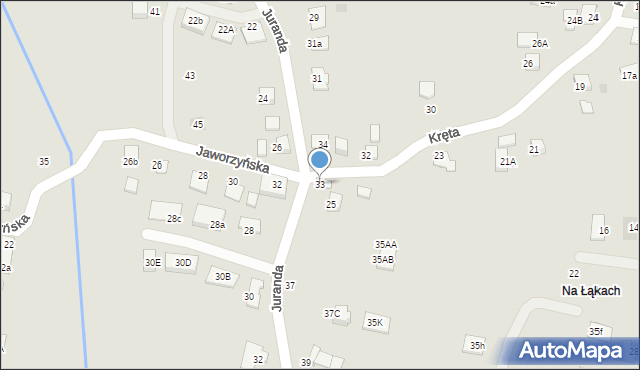 Nowy Sącz, Kręta, 33, mapa Nowego Sącza