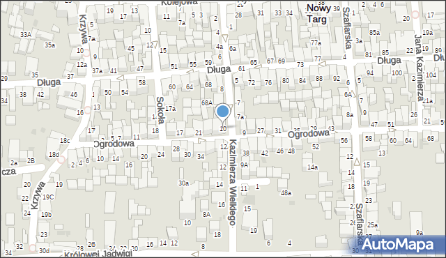 Nowy Targ, Króla Kazimierza Wielkiego, 10, mapa Nowego Targu