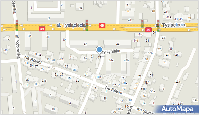 Nowy Targ, Krzystyniaka Stanisława, płk., 2B, mapa Nowego Targu