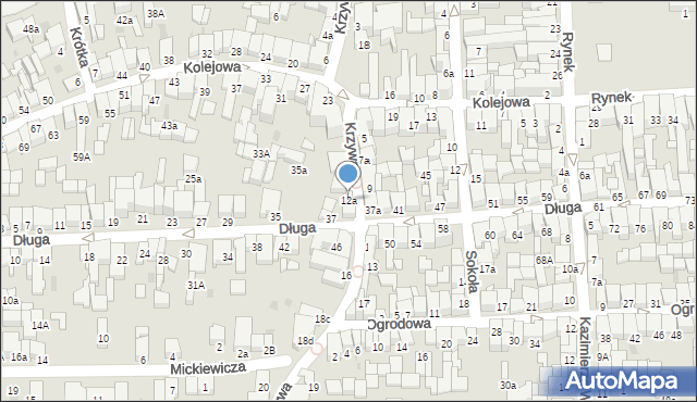 Nowy Targ, Krzywa, 12a, mapa Nowego Targu