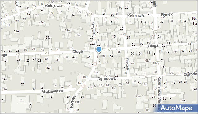 Nowy Targ, Krzywa, 13a, mapa Nowego Targu