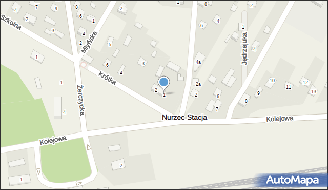 Nurzec-Stacja, Krótka, 1, mapa Nurzec-Stacja