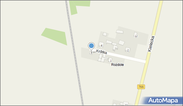 Obice, Krótka, 3, mapa Obice