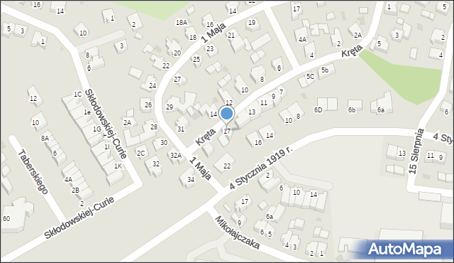 Oborniki, Kręta, 17, mapa Oborniki