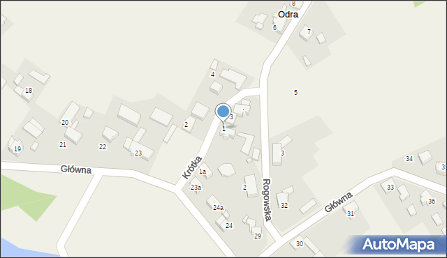 Odra, Krótka, 1, mapa Odra