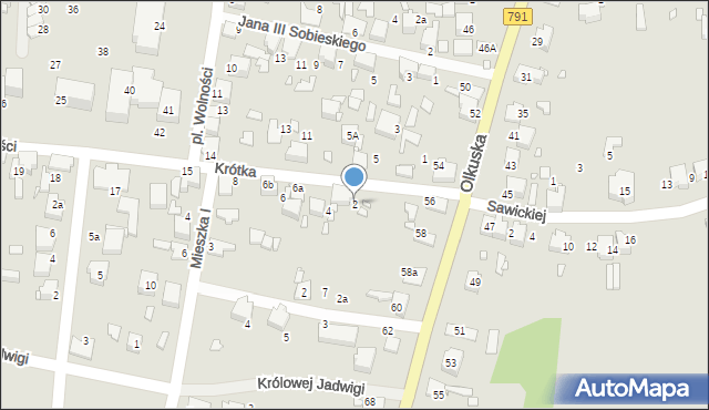 Ogrodzieniec, Krótka, 2, mapa Ogrodzieniec