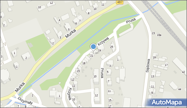 Olesno, Krzywa, 22, mapa Olesno