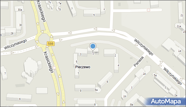 Olsztyn, Krasickiego Ignacego, bp., 1, mapa Olsztyna