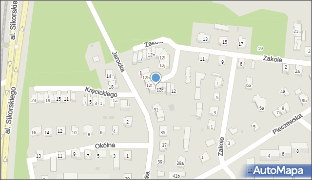 Olsztyn, Kręcickiego Franciszka, 12d, mapa Olsztyna