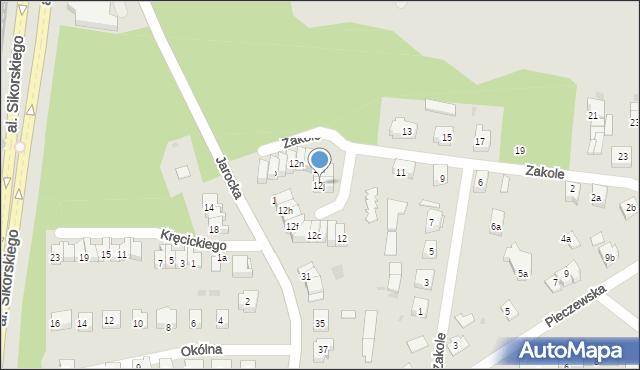Olsztyn, Kręcickiego Franciszka, 12j, mapa Olsztyna